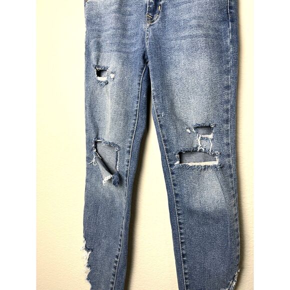 We The Free Distressed Stretch Straight Skinny Jean Raw Chewed Hem Sz 26 - Picture 2 of 6